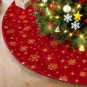 Lanpn Christmas Tree Skirt 24 inch, Velvet Xmas Tree Skirt with Snowflake Winter Christmas Tree Mat for Small Mini Pencil Slim Artificial Trees Winter Home Party Indoor Xmas Decor (Red, 60cm)
