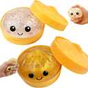 Lemoneon Glitter Dumpling Squishy Mystery Box 2 Pcs - 2026 Upgraded Dumplings Squishes for Adults Teens Squeeze Easter Basket Stuffers & Stocking Stuff Smiling White and Gold