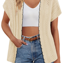 GRACE KARIN 2025 Womens Summer Lightweight Cardigan Sweater Crochet Short Sleeve Open Front Beach Knit Shrug Outwear S
