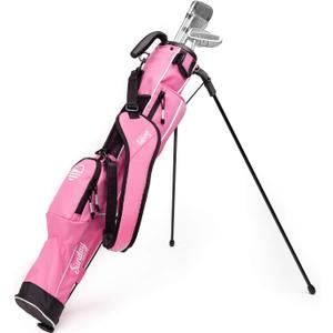 The Original Lightweight Sunday Golf Bag with Stand  Easy to Carry, Durable Pitch & Putt Bag for Driving Range, Par 3 & Executive Courses (Pink)