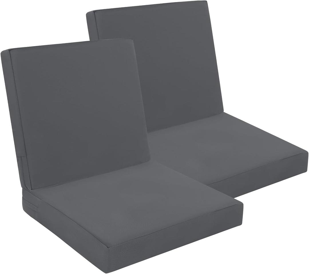 Outdoor Chair Cushions Set,Waterproof Outdoor Seat Cushions for Patio Furniture,Removable Seat Bottom & Back Cushion Covers with Ties,Outdoor Chair Pads,19"x16"x3" (Grey)