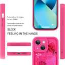 MOWIME Compatible with iPhone 13 Case with Card Holder, Floral Flower Shockproof Soft TPU Protective Cover Women Girls, Anti Scratch Wallet Case for iPhone 13 6.1 Inch, Hot Pink