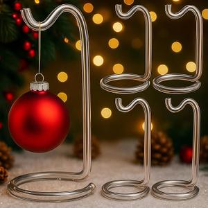 Weysat 5 Pcs Clear Ornament Display Stand Christmas Ball Hanger 6.625" Acrylic Rod Ornament Holder Christmas Decoration for Hanging Air Plant, Terrariums, Crystal Ball