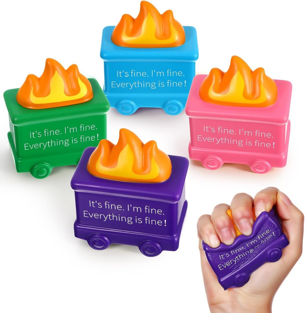 Shappy 4 Pcs Dumpster Stress Relief Balls Dumpster Anxiety Relief Gift PU Stress Balls for Adults Therapy Fidget Appreciation Gifts for Office Coworker(Classic Colors,Simple Style)