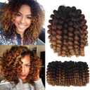 Ombre Wand Curl Crochet Braids Hair - 8 Inch Ringlet Twist Extensions with Jamaican Bounce (3 PCS, 1B/30/27)