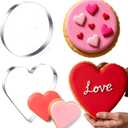 2 Pcs Extra Large Valentine's Day Cookie Cutters 8" Heart Shaped and Round Stainless Steel Giant Cookie Cutters for Holiday Baking