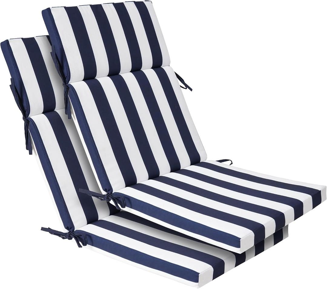 Enipate 2 Pack Outdoor High Back Chair Cushion, Weather Resistant Adirondack Rocking Chair Cushions, Patio Chair Seat Cushions