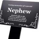 Origin Nephew Memorial Stake - Engraved with Poem (Gold/Silver/Copper or Black & White Plaque) Active (Black)