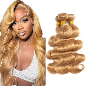 Honey Blonde Bundle Color #27 Body Wave Human Hair Bundles 30 32 34 Inch Golden Blonde Body Wave Bundles Human Hair Color #27 Bundle