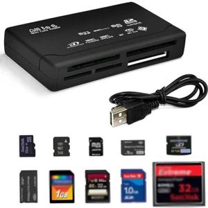 USB 2.0 All in One PC Memory Card Reader Adapter and Write Plug OSX Windows Chrome Compatible for SD/ MMC/ SDHC/ XD/ M2/ Memory Stick/ Micro SD/ CF/ Pro&Duo Cards