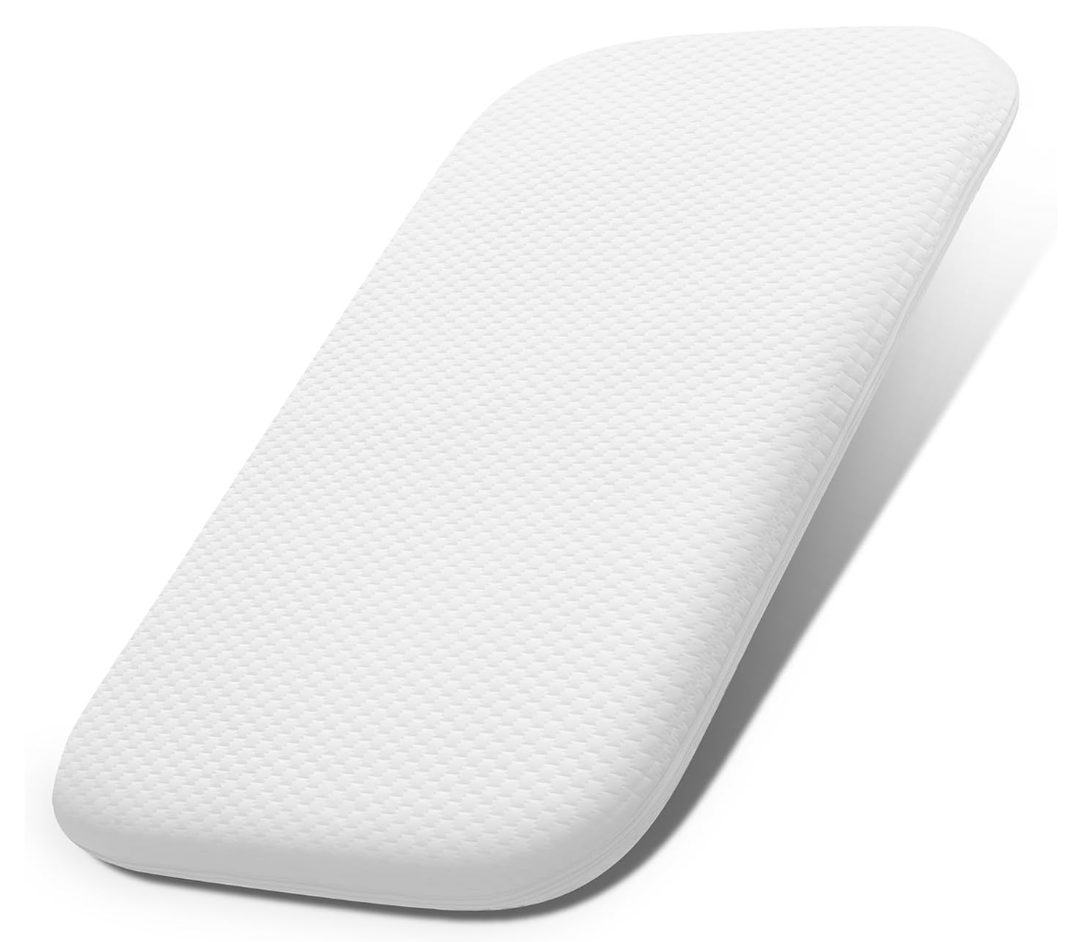 Lisara Baby Bassinet Mattress, 32 x 18 Dual Sided Gel Memory Foam Mattress with Waterproof, Removable and Breathable Ice Silk Cover, Fit for RONBEI Bassinet, Ingenuity Foldaway and Cuddor Bassinet