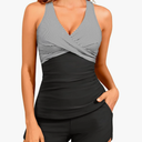 Women Tankini Swimsuits with Shorts - Two Piece Tummy Control Bathing Suits Top with Two Pockets Bottom Swimwear, size -XXL
