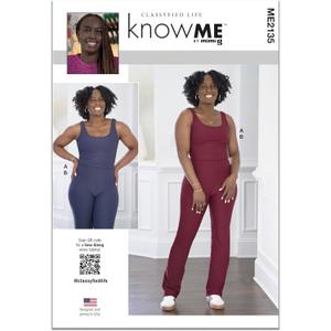 Know Me ME2135A Misses' Cropped Sleeveless Sports Top and High Waisted Leggings Sewing Pattern Packet by Classyfied Life, Design Code ME2135, Sizes XS-S-M-L-XL-XXL