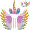 LUOEM Glitter Cake Toppers with Wings 3 Pcs Edible Cake Decorations for Birthday Baby Shower Wedding Party and Home Celebration