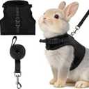 PUPTECK Bunny Rabbit Harness and Leash Set, Escape Proof Adjustable Small Pet Harness, Soft Breathable Mesh Vest Bunny Outfit, for Kitten Puppy Ferret Walking Accessories, Black M (M NECK 7", CHEST 10.5")