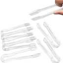 8 Pcs Plastic Buffet Serving Tongs, Clear Kitchen Tongs 6.3 Inch Small Ice Tongs for Tea and Coffee Party Catering Appetizers Salad Desserts Sandwich