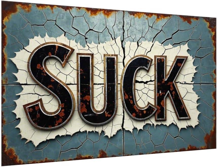Suck Vintage Metal Signs Rustic Tin Signs 12x8in for Man Cave & Home Bar
