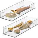 iDesign Clarity Drawer, Kitchen and Bathroom Organization Silverware, Spatulas, Gadgets, Large-Set of 2