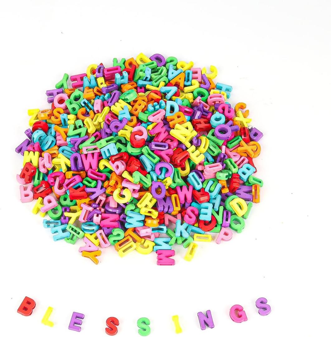 500+ Pieces 9x12mm Big Large Alphabet Letter Beads A-Z Mixed Plastic Shape Loose Beads for Jewelry Making Bracelets Necklaces Key Chains (Colorful)