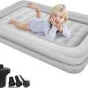 Air Mattress for Kids 4-7 Years - Toddler Travel Bed with Built-in Pump, Sides for Safety, Ultra Soft Plush Surface - Portable Kids Sleeping Pad for Camping, Hotels, Sleepovers & Grandparents' House