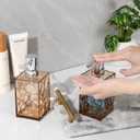Hand Soap Dispenser, Clear Acrylic Plastic Liquid Pump Bottles Refillable Lotion Dispenser for Bathroom Decor Kitchen College Dorm, Light Brown 2 Pack
