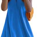SOLY HUX Women's Mini Dress Halter Neck Sleeveless Tie Backless Swing Flowy Beach Dresses Summer Vacation Clothes (Blue, M)