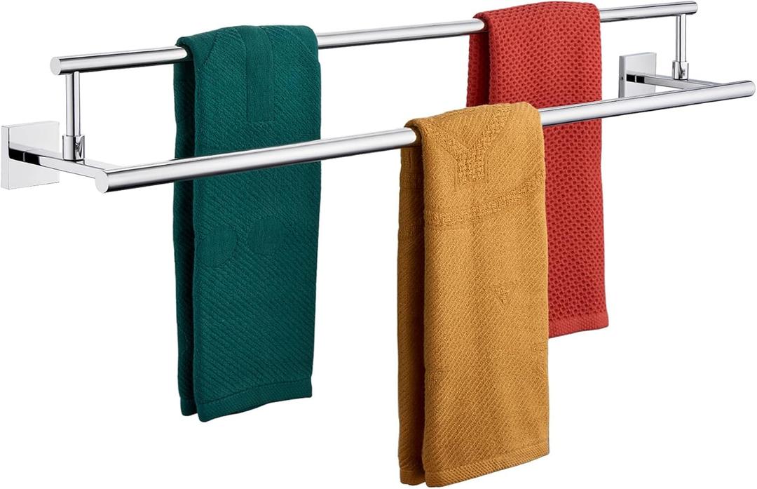 KOKOSIRI Towel Holder Polished Chrome 36 Inch Bathroom Double Bath Towel Bars Kitchen Rack Wall Mounted Stainless Steel B5009CH-L36