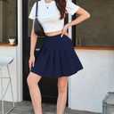 Cromoncent Little Big Girls Pleated Skirt School Uniform Mini Tennis Skirts Navy 8-9 Years