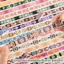 icceemee 36 Rolls Datura Theme Washi Tape Set with Different Colorful Patterns, Writable Decorative Tapes for Scrapbooking, Junk Journal Supplies, Bullet Journaling, 0.45'' x 90'' per Roll