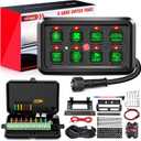 Nilight 8 Gang Switch Panel System Circuit Control Relay System Fuse Wiring Harness Automatic Dimmable ON Off LED Switch Pod for 12V Cars Trucks Campers SUV, (Green)
