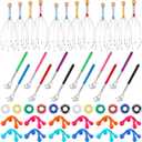 Geiserailie 48 Pack Massage Gifts, Head Scratcher Scalp Massagers, Extendable Back Scratchers, Four Point Massage Tools, Finger Massager Rings for Grandparents Teacher Father Mother Men Women Gifts