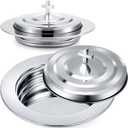 Zhehao 1 Plates Silver Communion Set, Holy Trays with Lid, Stainless Steel Bread Tray Plates for Churches, Holy Communion Tray with Cover, Polished Church Supplies Ware Sets