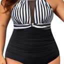 SUUKSESS Womens One Piece Tummy Control Swimsuit Crisscross Back Bathing Suits L