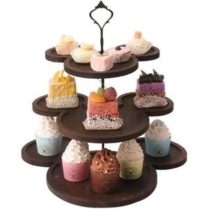 Mouse Wood Cupcake Stand 3 Tier for Birthday Party Decorations Mouse Ears Wooden Serving Tray Decorative Tiered Tray Party Supplies