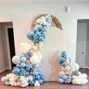 Dusty Blue Sand White Balloon Garland Arch Kit, Slate Fog Baby Blue Sand White Beige Latex Party Balloons for Boys Girls Bear Theme Baby Shower Birthday Gender Reveal Bridal Wedding Party Decorations