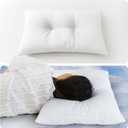 QUILTINA Ear Protection Pillows 2-Pack Perfect for Back or Side Sleepers, Relatively Flat & Thin Medium Support Bed Pillow with Concave Design, Soft, Highly Elastic, Queen 20 x 30 in, White