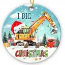 Excavator Christmas Ornament 2025 - Construction Ornament for Men Women, Construction Themed Gifts for Boy Kid, Ceramic Christmas Ornaments for Tree Decor - Holiday Keepsake & Xmas Gift Exchange Idea