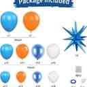 Orange and Blue Balloon Garland Arch kit,Orange Blue White Balloons With Star Foil Balloons for Birthday Decoration Wedding Baby Shower Engagement DIY Decoration Party Supplies