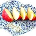 Amazon.com | Rosh Hashanah Glass Apple Plate with Blue and Gold Jewish New Year Hostess Party Favors Cooking Serving Kitchen Accessories Holiday Presents Shana Tova Table Decorations: Serving Trays