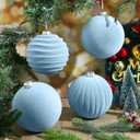 Syhood 8 Pcs 6 Inch Velvet Christmas Balls Large Velvet Ornaments Balls Xmas Tree Decorations Hanging Flocked Ornaments for Christmas Tree Home Garland Holiday Party Decor (Dusty Blue)
