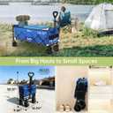 Extra Long Collapsible Wagon Cart, 480LBS Heavy Duty Utility Wagons with All-Terrain Wheels, Foldable Grocery Carts for Gardening, Shopping, Beach, Camping, Royal Blue