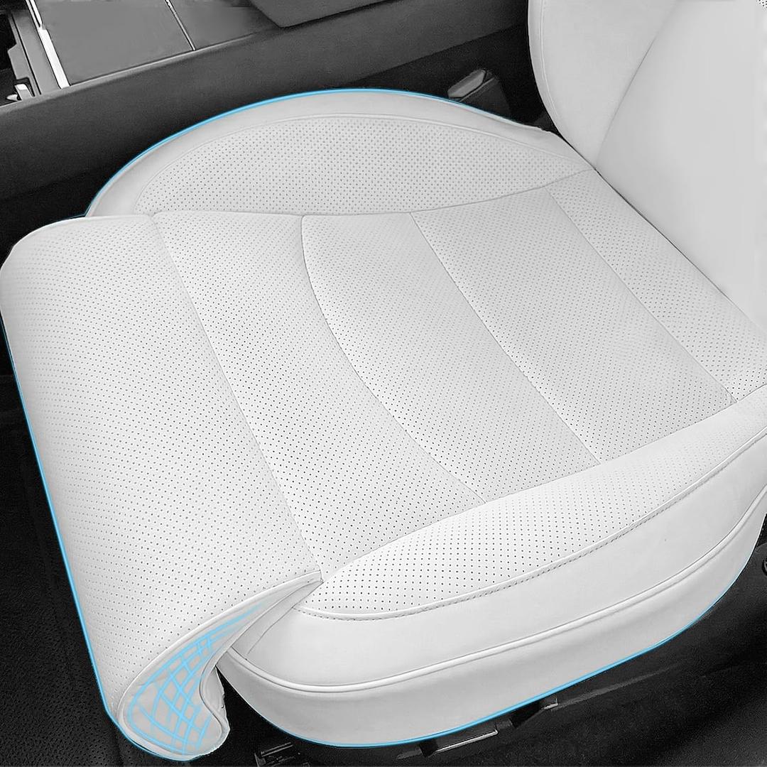 1 Pack Nappa Leather Car Seat Extender Leg Support Cushion for Tesla
for Model 3 2017-2023 Model Y 2020-2025 Accessories, Memory Foam Full Wrap Front Seat Cover for Long Driving Leg Rest (White)