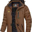MAGCOMSEN Men's Winter Coats Water Resistant Ski Snow Jacket Warm Fleece Jacket Parka Raincoats With Hood Multi-Pockets, Size: XL