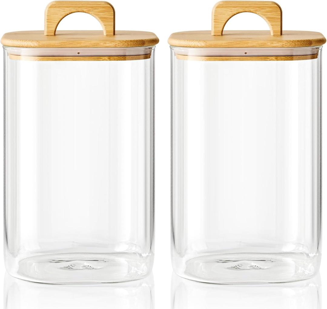 Sweejar 4 qt Large Jars with Bamboo Lids, 1 Gallon Glass Candy Jar with Lid, Sugar/Flour Storage Containers, 128 oz Big Glass Canisters with Airtight Lid