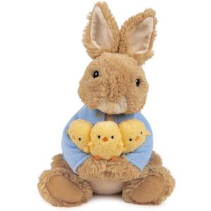 GUND Beatrix Potter Peter Rabbit Holding Chicks Plush, Easter Gift, Easter Bunny Stuffed Animal for Ages 1 and Up, Brown/Blue, 9.5