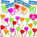 40 Pcs Valentine Exchange Gift Sticky Hands Heart for Kids Goodie Bag Stuffer Sensory Stretchy Treasure Box Classroom Prize Student Toys Bulk Pinata Fillers Valentine Day Treat Party Favor Supplies