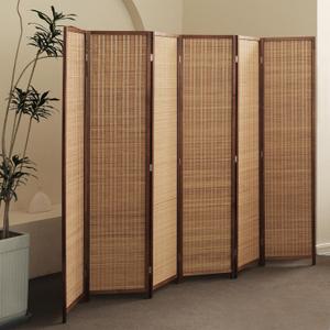 Furnnylane 6 Panel Bamboo Room Divider - 5.6 ft Tall Folding Privacy Screen for Room Separation, Natural Brown Freestanding Partition Wall for Home Office (67" H x 92.1" W)