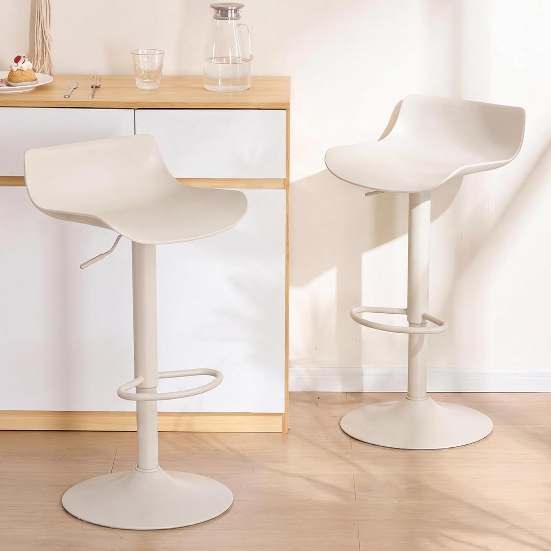 YOUNIKE Bar Stools Set of 2 Counter Height Chairs Modern Barstools Cream, 16.5X13.8X35.8"Cream