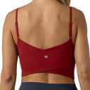 Colorfulkoala Women's Dreamlux Crop Tank Tops with Built in Bra Adjustable Spaghetti Strap Workout Yoga Camisole (Large, Merlot)