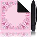 Mini Mahjong Mat for Travel Set 22x22 Inch Paisley Floral Majiang Mat Cute Colorful Mahjong Accessories for Gifts Domino & Tile Table Game (Pink)